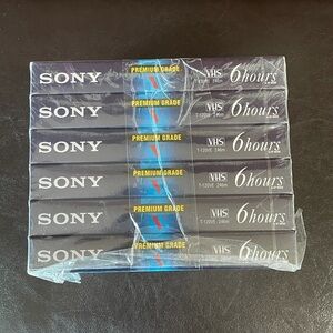 Sony premium VHS 6 hour blank tapes set of six new